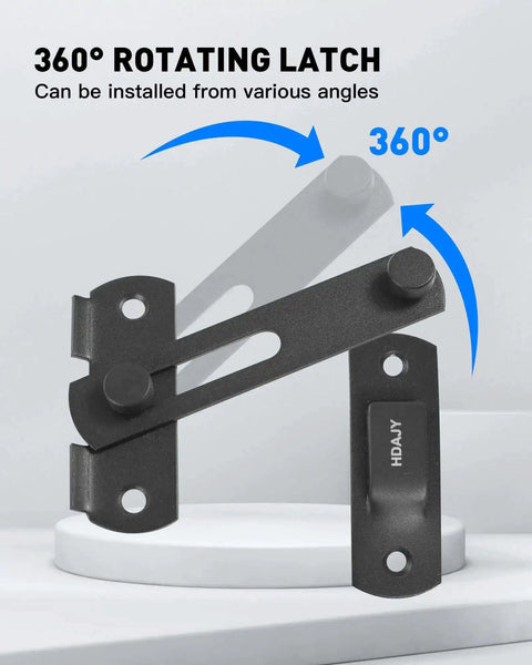 Two Pack Flip Latch Gate Latches For Barn Doors And Wood Fences, heavy duty stainless steel with matte black finish, 360-degree rotation.