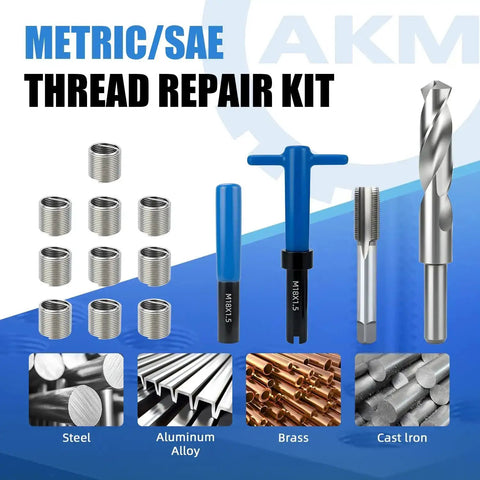 15 Piece M18x1.5 Metric Thread Repair Kit For Durable Permanent Thread Restoration Using Premium Stainless Steel Wire Coils