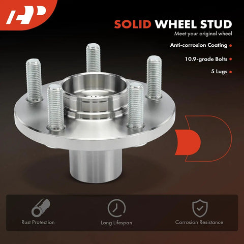 Solid wheel stud with anti-corrosion coating, 10.9-grade bolts, 5 lugs, rust protection, and long lifespan features.