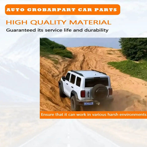 Off-road vehicle navigating rugged terrain, highlighting durability and quality materials for harsh environments