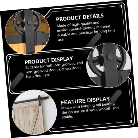 Heavy Duty Barn Door Nylon Roller Wheels Set Smooth Sliding Pulleys With Low Noise Durable Hanging Rail Hardware DIY
