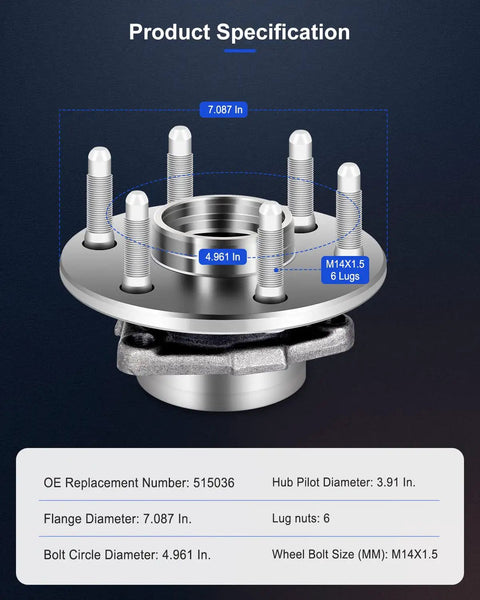 Beefed Up Front Wheel Hub And Bearing Assembly 515036 Compatible With Silverado 1500 Sierra 1500 Tahoe Escalade 1999 To 2007