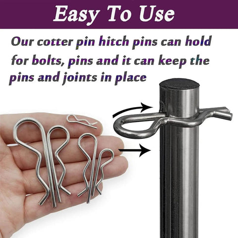 75 Pcs Hitch Pin Clips R Clips Set With 6 Sizes M1.2x21 M1.5x28 M1.8x32 M2x40 M2x45 M2.5x50 Heavy Duty Zinc Plated Retainer Pins Hair Pins In Use