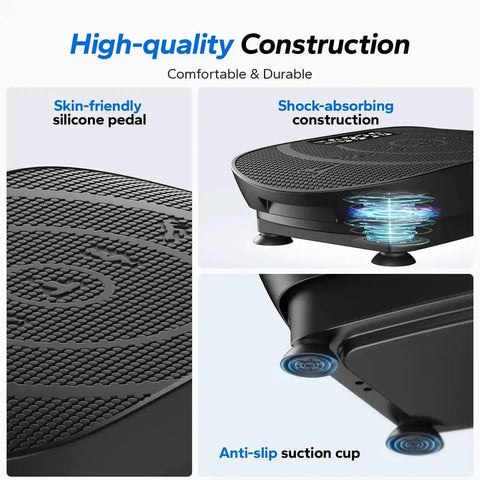 Vibration Plate Fitness Machine For Total Body Workout At Home With Auto Mode featuring silicone pedals and shock-absorbing features