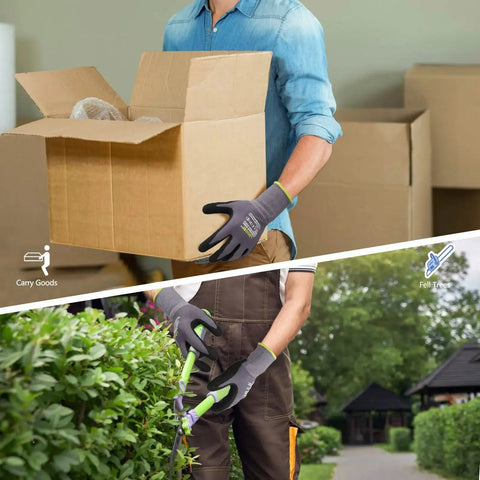 MicroFoam Nitrile Coated Work Gloves 6 Pairs Seamless Knit Nylon Gray 9 Large in use for package handling and gardening