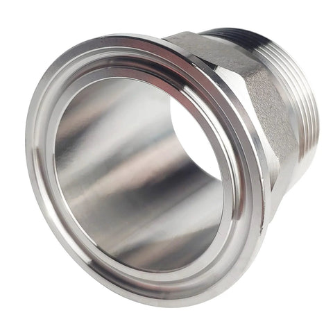 LOZOME 1.5-inch sanitary tri-clamp to 1-1/4-inch NPT hex male thread adaptor, 304 stainless steel