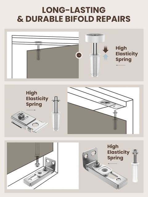 Bi-Fold Door Hardware Repair Kit 4 Pack For 7/8 To 1 Inch Track Includes Top And Bottom Pivots for durable repairs