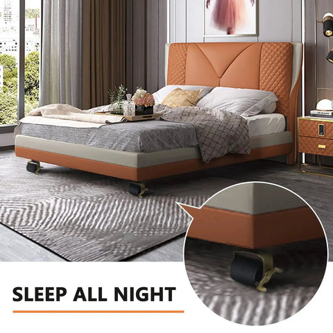 Six Piece Heavy Duty Locking Metal Casters For Bed Frame Replacement Wheels With Secure Locks shown under bed