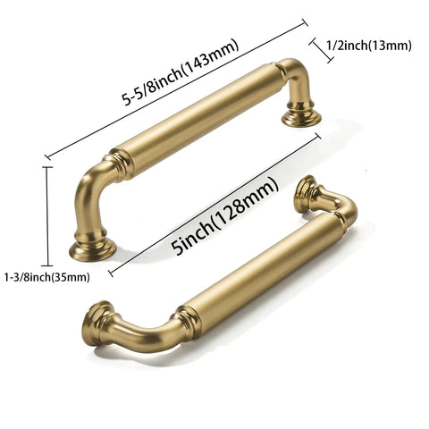 10 Pack Champagne Bronze Finish Heavy Duty Solid Zinc Alloy Cabinet Pulls With 5 Inch Hole Centers And 5.75 Inch Overall Length 0.5 Inch Diameter And 1.38 Inch Projection Ideal For Kitchen Cabinets Bathrooms And Dressers
