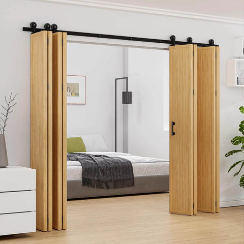 90 Inch Bi Folding Barn Door Hardware Track Kit For Eight Panels Accordion Style Durable Smooth Operation And Easy Install