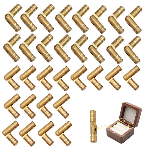 Brass Barrel Hidden Hinges Nextpal for Wooden Jewelry Boxes and Keepsake Cases 20mm and 25mm Set of 32 Pieces
