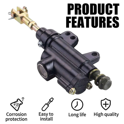 Rear Hydraulic Brake Master Cylinder 10mm For 50cc To 125cc ATVs And Dirt Bikes Beefed Up Braking With Tight Caliper Control Fits Taotao Roketa BMS Coolster Chinese ATVs Banjo Bolt 10mm Black Finish product features and design
