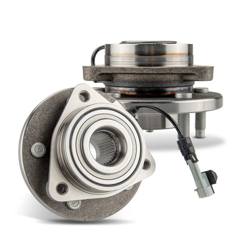 513276 Front Wheel Hub Bearing Assembly With ABS 5 Lug Drop In And Go Pair for GM SUVs, showing front and back views