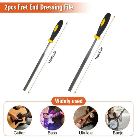 Pro Guitar Fret End Dressing File 2 Pack For Luthiers And DIYers To Smooth Deburr Round And Fix Sharp Frets By Xioysnil shown in image.