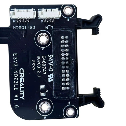 Ender 3 V3 KE Hotend Adapter Plate With E3V3 Nozzle V1.6 PCBA Breakout Module, top view of durable circuit board.