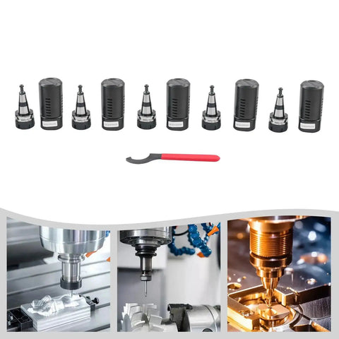 CNC Router Balance Collet Set, 5 Piece High Precision Chucks, 1 To 20mm Clamping Range, 40Cr Steel Tool Holders With Spanner Wrench
