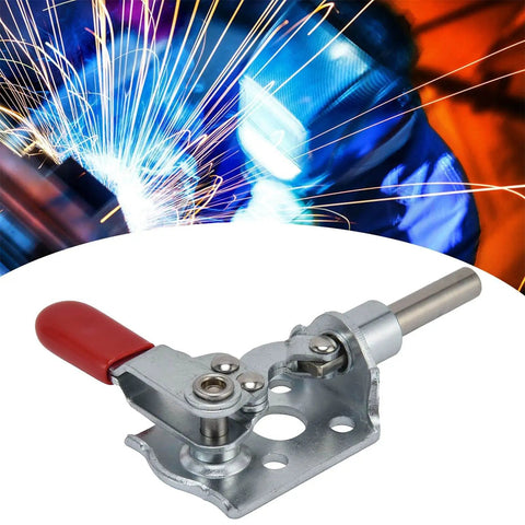 Push Pull Action Toggle Clamps With Quick Release for Woodworking Jigs and Fixtures, shown during a welding process