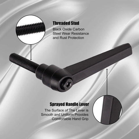 Set Of 2 Adjustable Clamping Lever Handles M8x20mm Quick Release Bolts Black Oxide Carbon Steel Male Threaded Stud for industrial use