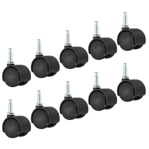 1 Inch Nylon Swivel Stem Casters 10 Pack With 360 Degree Insert Wheels for Chairs Shelves And Furniture Replacement 13 Kg Capacity Per Caster Floor Friendly Durable Nylon Rollers Black