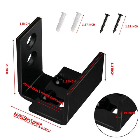 2 Pack Solid U Shaped Guide Wheel Set With Flush Flat Bottom For Sliding Doors And Cupboards, Matte Black Finish