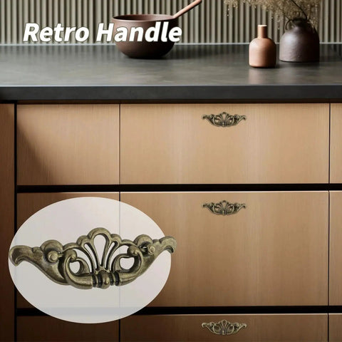2-Pack 6 Inch Antique Drawer Pulls With 3.43 Inch Hole Spacing Hollow Pattern Zinc Alloy Decorative Cabinet Handles on dresser
