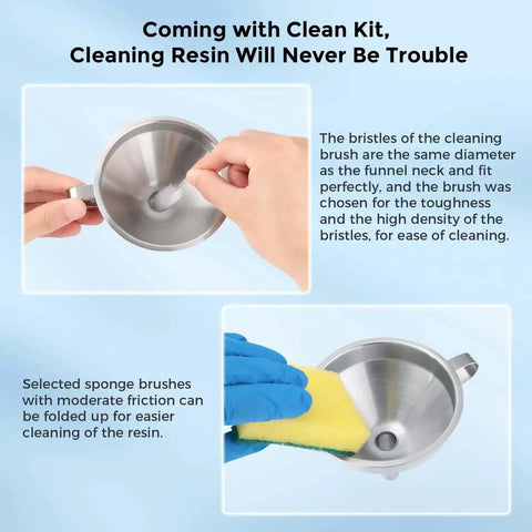 Stainless Steel Resin Funnel With Double Strainer For 3D Printing dual filter cup used with cleaning kit brushes and sponges