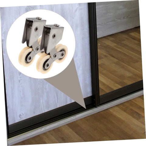 Heavy Duty Sliding Door Rollers Kit, 2 Pack Aluminum Alloy Wheels With Stainless Steel Track installed on closet door