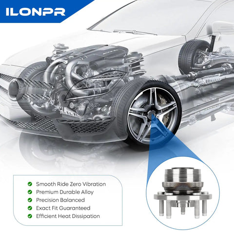 Diagram of Rear And Front Wheel Bearing Hub Assembly Set for Ford Explorer Rear 2011-2018 and Police Interceptor Utility Front 2012-2019