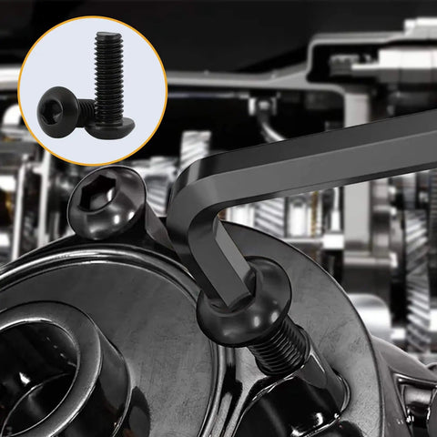 Close-up of Allen wrench with 540 Pcs M3 Screw And Nut Kit With Hex Socket Button Head Cap Screws Nuts And Washers Set in 10.9 Carbon Steel