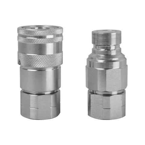Half Inch NPT Carbon Steel Flat Face Hydraulic Quick Connect Coupling ISO 16028 With Two Dust Caps Quick Disconnect