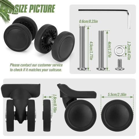 8 Pieces Luggage Wheel Replacement Set 55mm And 2.17 Inch Wear Resistant Suitcase Wheels, double wheel compatibility