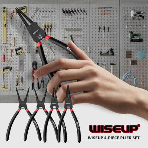 Beefy 9 Inch Snap Ring Pliers Set Heavy Duty 4 Pieces Internal External Circlip Pliers Kit With Straight And Bent Jaw Tips
