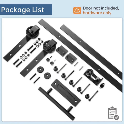 6FT Sliding Barn Door Hardware Track Kit & Handle,Big Industrial Spoke Wheel Pulley,Wall Mount,Slide Smoothly Quietly,Easy Install,Black