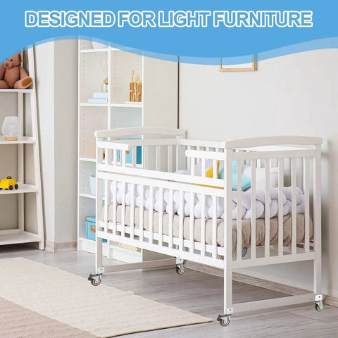 Baby crib with 1 Inch Swivel Caster Wheels Set, 4 Pieces, 0.7 Inch U Bracket Opening, 55 Lb Capacity Per Caster, Brown Finish