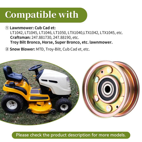 Replacement Idler Pulley 756-04224 756-0981 756-0981A 756-0981B Flat Belt Tensioner with compatible lawnmower image