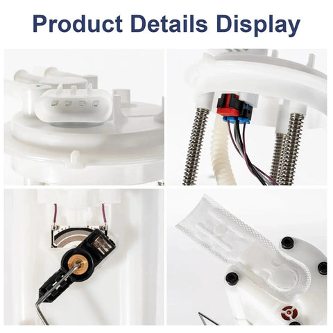 Close-up of Electric Fuel Pump Assembly For 1997 Through 2002 Chevy Express And GMC Savana Vans, Compatible With 4.3L V6 Up To 8.1L V8 Engines, Includes Sending Unit O Ring, Fits 1500 2500 3500 Models, Simple Install, Drop In Ready Fuel Delivery Replacement, showing connectors and internal components.
