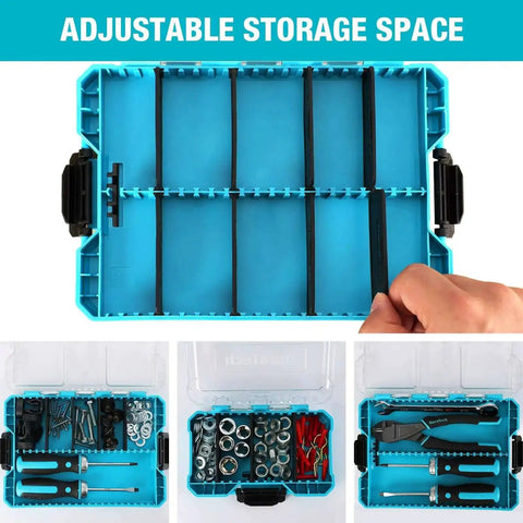 Three Piece Small Parts Organizer Case With 14 Compartments And Removable Dividers Portable Hardware Box With Clear Plastic Lid