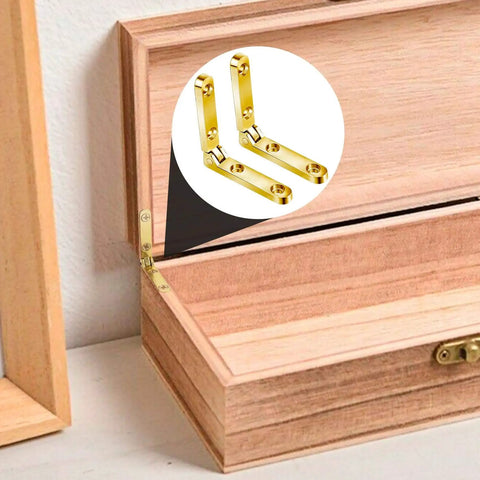 Twelve Pack 90 Degree Hinges For Wooden Boxes And Jewelry Boxes With 48 Screws Gold Finish Zinc Alloy Small Box Hinge Installed