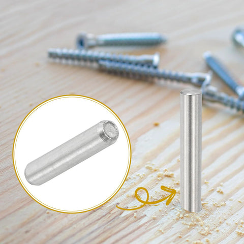 2Mm By 10Mm Stainless Steel Dowel Pins Set Of 60 For Shelves And Furniture Fixing, displayed on wood surface