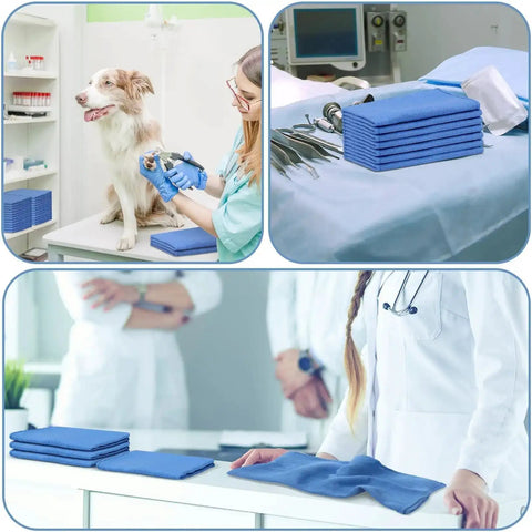 Blue Surgical Huck Towels 100 Piece Bulk Set Pro Grade 24 By 17 Inch Cotton Cleaning Shop Towels in medical and veterinary use