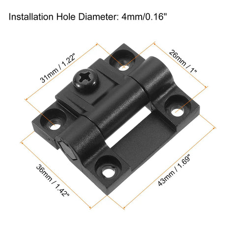 Customizable Torque Cabinet Hinge Set For DIY Furniture And Cabinets 43x36mm Plastic Countersunk Hinges Black Finish 4 Pack Uxcell