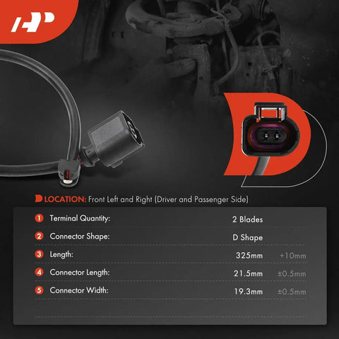 Front view: A-Premium brake pad wear sensor set for VW Touareg 2011–2016 (2-piece) with connector