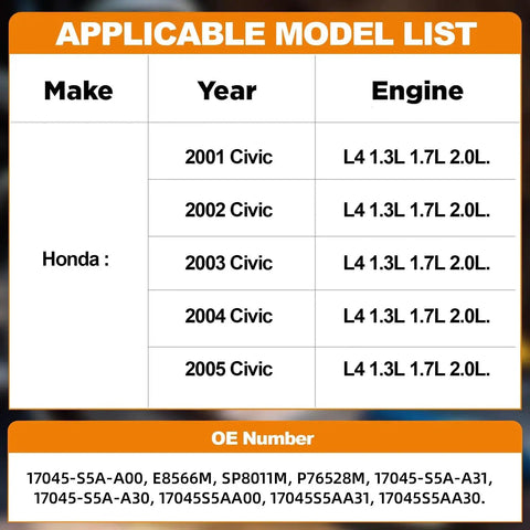 Electric Fuel Pump Module With Sending Unit Plug-And-Play Compatible For Honda Civic 2001-2005 model list and OE numbers