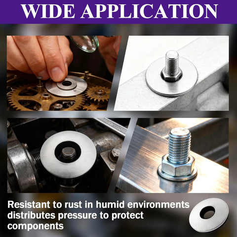 Ranstac stainless steel bonded sealing washer on bolt; collage showing washer in close-up, side view and installed views