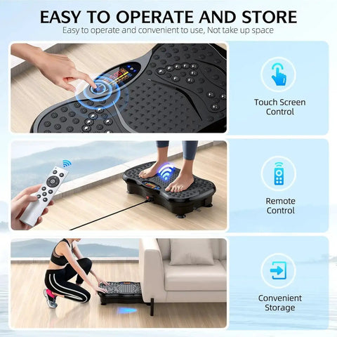Vibration Plate Exercise Machine With Bluetooth And Remote Control, 1 To 999 Speed Settings, easy to operate touchscreen and remote