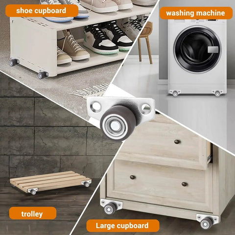 1 Inch Side Mount Caster Wheels Set Of 4 Non Swivel Rigid Mini Furniture Casters for DIY Projects showing installation on furniture