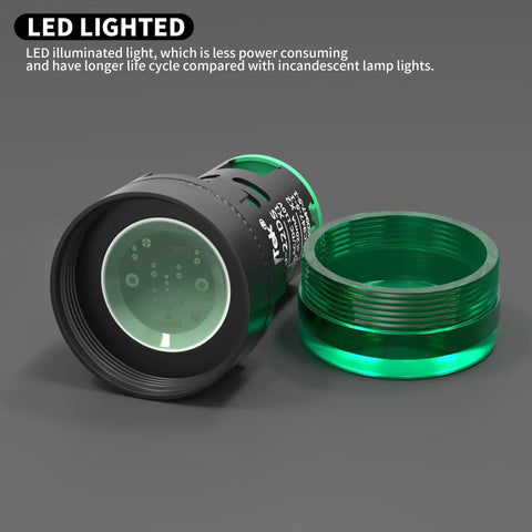 Green 120V LED Indicator Light Energy Saving Pilot Lamp For Panel Mount 22mm Seven Eighths Inch Hole AC DC Compatible