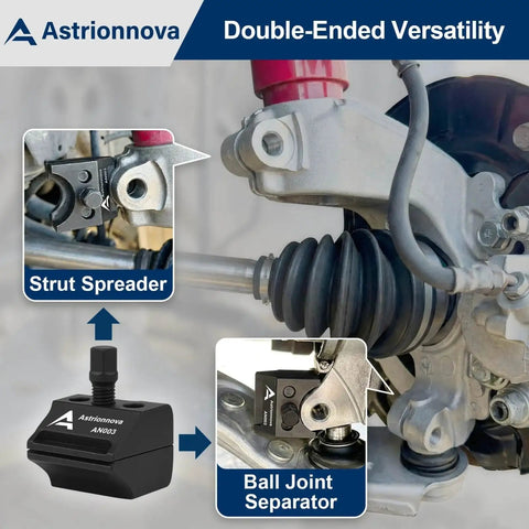 Universal Suspension Strut Spreader Tool Dual End Heavy Duty for Strut Removal and Lower Ball Joint Separation in use close-up