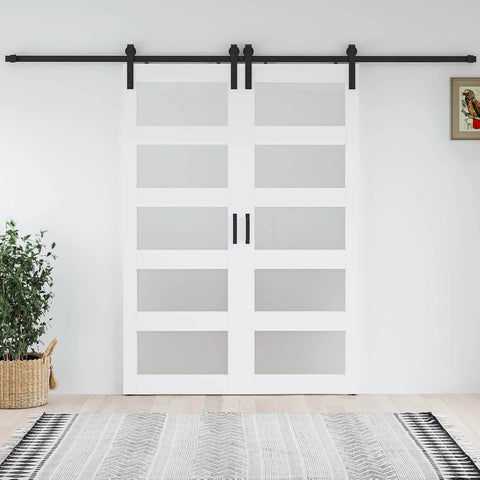 80 By 84 Inch Glass Barn Door Set With Sliding Hardware Kit For 76-78 Inch Openings Double 40 By 84 Panels Modern Farmhouse Style