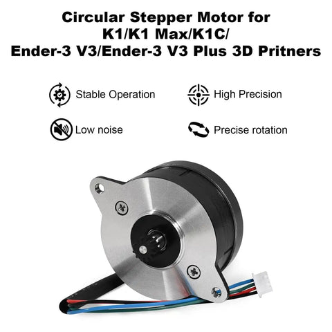 Premium Circular Stepper Motor for 3D Printers with 12 Tooth Gear, Pancake Extruder Motor Replacement for K1 K1C K1 Max Ender 3 V3